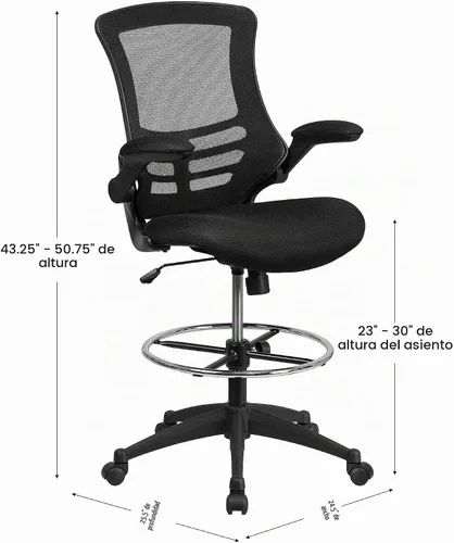Vista 3 de Flash Furniture - Sillas de malla para oficina Malla Negra