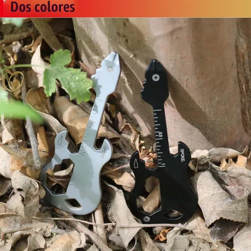 Vista 6 de Llavero multiherramienta de guitarra, herramienta de bolsillo, herramienta de cartera, llavero abridor de botellas 12 en 1 (guitarra, negro)