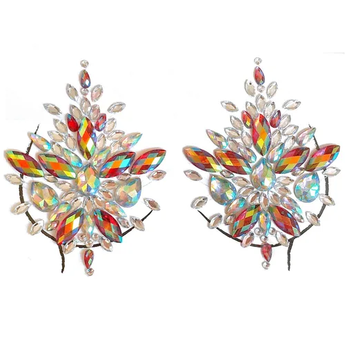 Vista 6 de 1 unids Mama Joya Decoración Rhinestone Pecho Pegatina Temporal Tatuaje Cuerpo Pegatinas Flash Mama Diamante Adhesivo Pegatinas para Mujer Festival