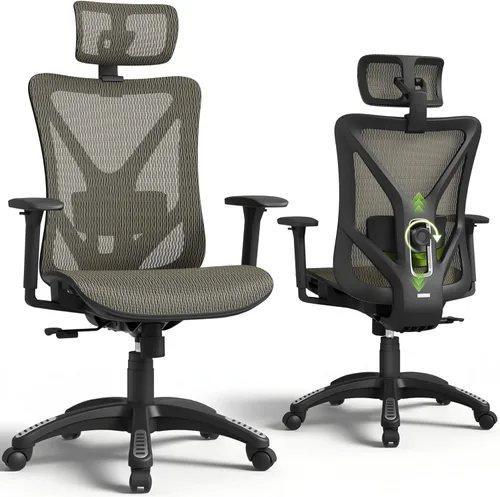 Vista 12 de ELABEST Silla de oficina de malla, silla de escritorio ergonómica para computadora, silla de tarea resistente - Soporte lumbar y reposabrazos
