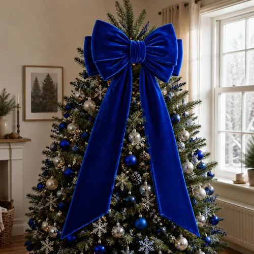 Vista 8 de Arco gigante de terciopelo para decoración de árbol de Navidad, 39 x Negro