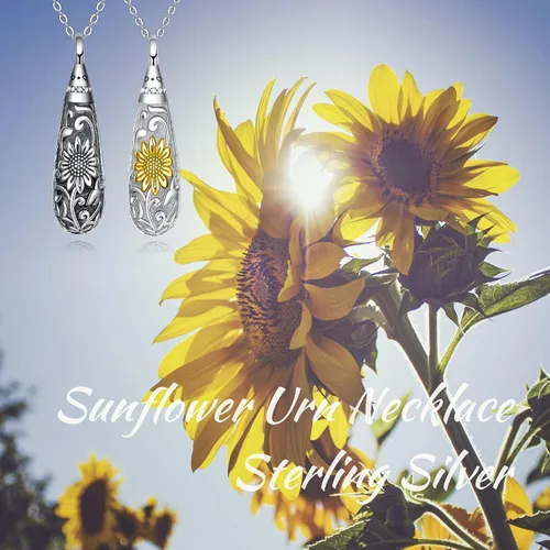 Vista 100 de Collar con colgante de urna de cenizas de cremación y árbol de la vida para mujer, plata de ley US1
