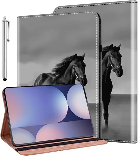 Vista 30 de ALILANG Funda para Samsung Galaxy Tab S5e de 10,5 pulgadas con lápiz capacitivo, a prueba de golpes plegable, negro (black horse)