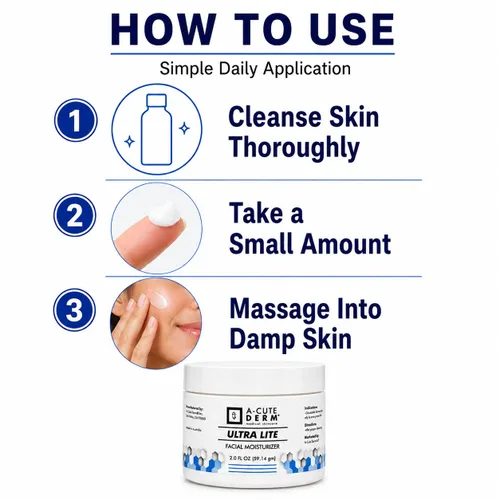 Vista 6 de A-Cute Derm Ultra Lite - Hidratante facial para piel seca Ayuda a suavizar y rehidratar la piel Crema de día y noche (2.0 oz)