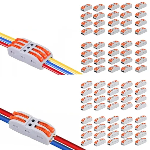 Vista 32 de Nineleaf Conectores de cable de palanca, conectores compactos de empalme de alambre en línea, terminales eléctricos modulares reutilizables 1 en 1