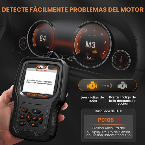 Vista 3 de ANCEL AD530 - Escáner OBD2 para automóvil, lector de código de diagnóstico con definición de código mejorada y gráficos de estado de la batería