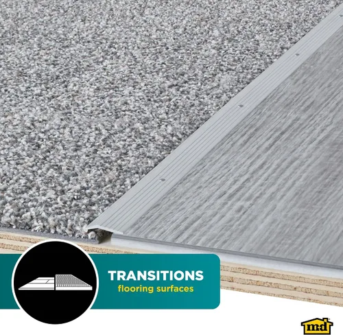 Vista 10 de M-D Building Products 78006 7/8 pulg. X 36 in. Moldura de alfombra de aluminio plateado con clavos de tornillo