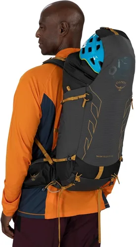 Vista 8 de Osprey Talon Velocity 30L Mochila de senderismo para hombre, gris, talla S Carbón oscuro/Amarillo Tumbleweed