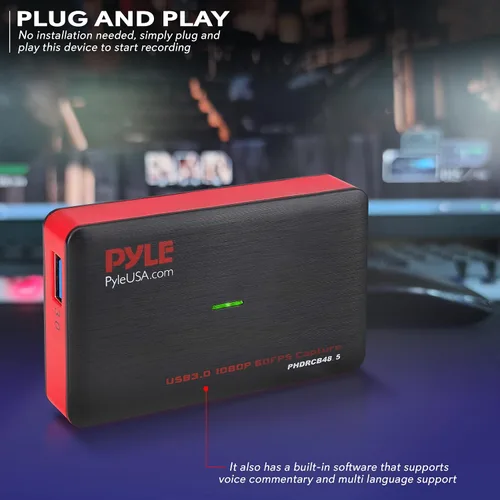 Vista 4 de Pyle Tarjeta de captura de EE. UU., tarjeta de captura de video HDMI 4K, 1080P 60FPS, tarjeta de captura HDMI a USB 3.0 para transmisión en vivo