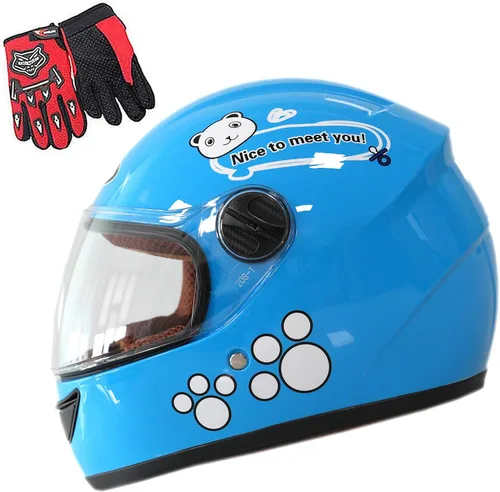 Vista 10 de Casco de motocicleta para niños con diseño de panda y guantes de carreras, certificación DOT