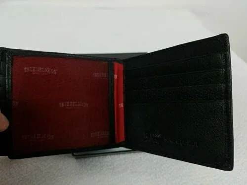 Vista 3 de True Religion Billetera de cuero plegable, Negro