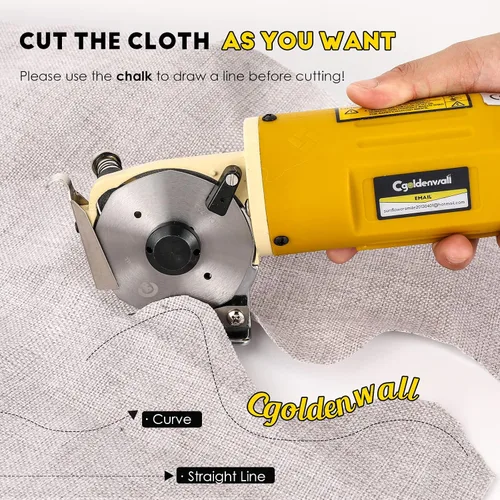 Vista 2 de CGOLDENWALL Cortador eléctrico rotativo de tela, multicapa, grosor de corte de 1 pulgada, para tela, cuero, alfombra, 2400 RPM, 110 V