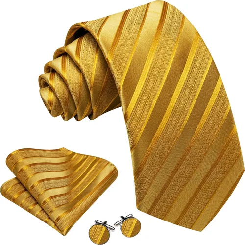 Vista 283 de Barry.Wang Juego de corbatas para hombre, corbata de seda a rayas, tejido a cuadros, gemelos formales, negocios, boda