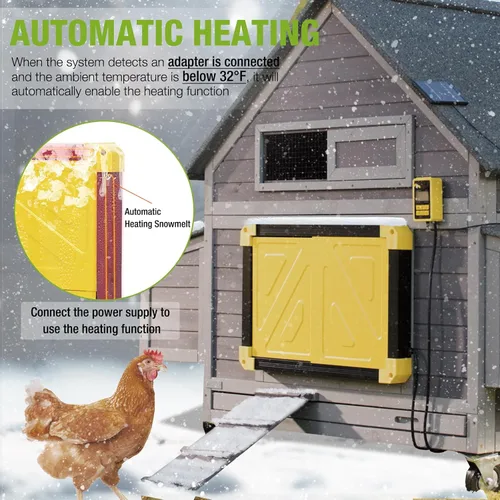 Vista 3 de GUTINNEEN Puerta automática de gallinero con energía solar, abridor de puerta de pollo automático para Chicken House Duck Run (negro)