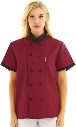 Vista 3 de MSemis Chaqueta de chef de manga corta para hombre y mujer, para cocina, trabajo, uniforme