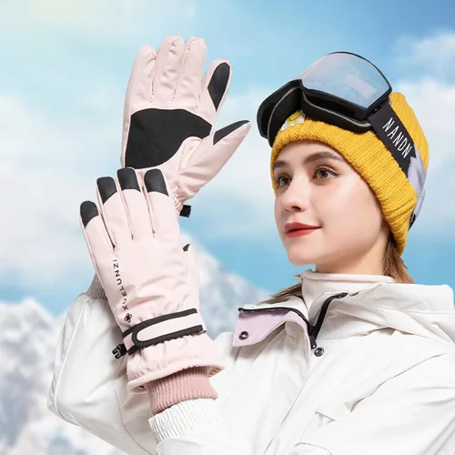 Vista 2 de Aniywn Guantes de esquí impermeables para snowboard, guantes de nieve de invierno para hombres y mujeres, guantes de clima frío para exteriores