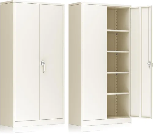 Vista 26 de INTERGREAT Armario de almacenamiento de metal con cerradura, gabinete de almacenamiento de metal con cerradura de 72 pulgadas de alto con puertas