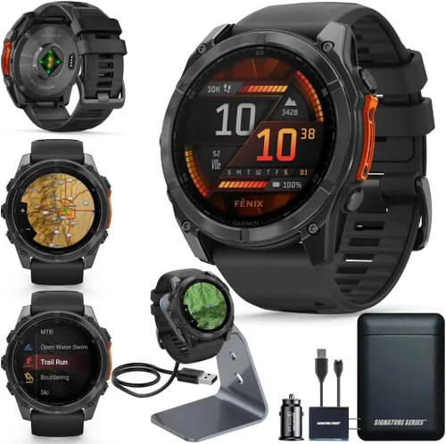 Vista 18 de Garmin Fenix 8 Premium - Reloj inteligente multideporte GPS para correr, 43 mm AMOLED, clasificado para buceo, linterna incorporada Titanio DLC