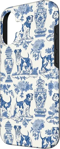 Vista 2 de Chinoiserie Dog Blue Toile Ginger Preppy Grandmillennial - Carcasa para iPhone 16