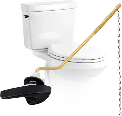 Vista 13 de Reemplazo universal de la manija del inodoro de oro cepillado, montaje lateral/ángulo Manija de inodoro compatible con Kohler