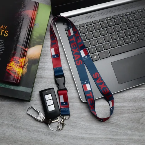 Vista 7 de EASTEX Llavero con cordón de bandera de Texas, cordón de identificación para llaves de identificación, insignias, llavero para mujeres y hombres