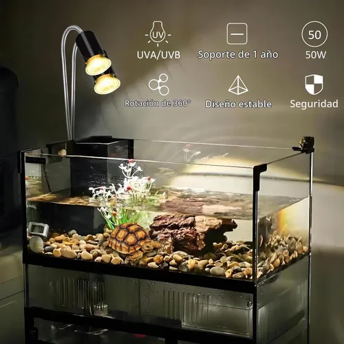 Vista 2 de Bombillas Uva de 50 W, 2 paquetes, lámpara de calor de tortuga