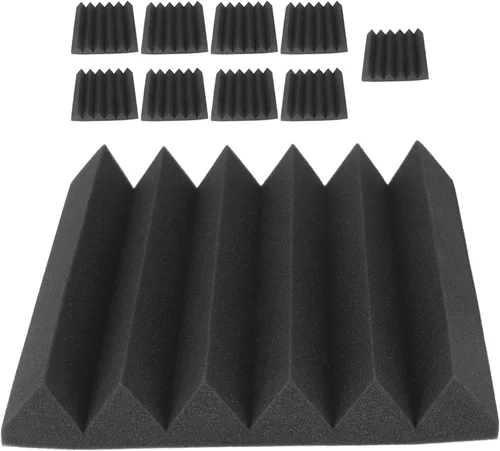 Vista 5 de Karlak Premium Polyurethane Acoustic Foam Panel Set 10Pcs for Home Studio Office Factory 11.81 X 11.81 X 1.97in