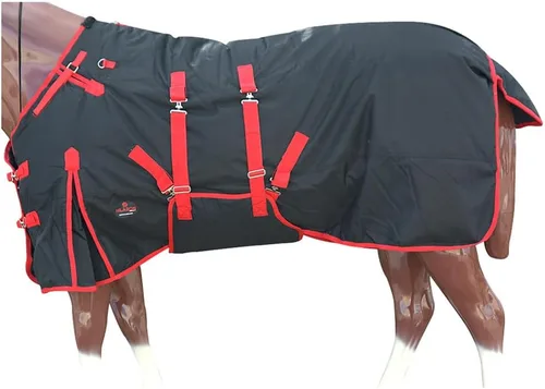 Vista 28 de HILASON Manta de Caballo de Poly Impermeable de Invierno 1200D con Envolvente de Vientre Mantas de Exterior para Caballos Vino
