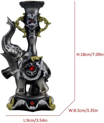 Vista 2 de Candelabro decorativo de resina con elefante, decoración del hogar, paquete de 2