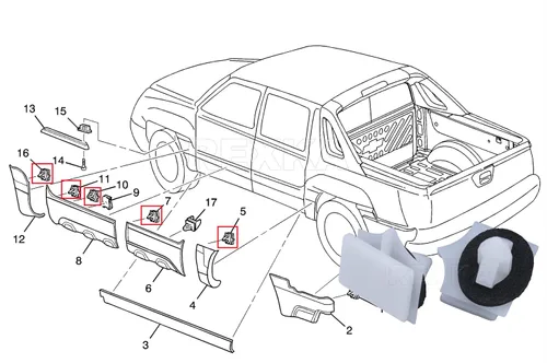 Vista 6 de Rexka Clips de moldeo de panel basculante para GM 11518357 Chevrolet Avalanche Impala Lumina Monte Carlo Suburban Cadillac Escalade
