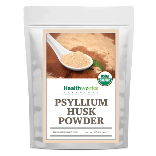 Vista 10 de Healthworks Superfoods Polvo de cáscara de psyllium orgánico 1 lb de fibra soluble Keto Organic, Powder, 1 lb, Soluble Fiber, Digestive Support
