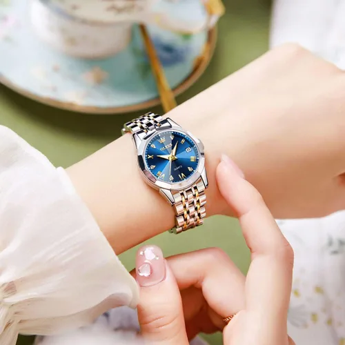 Vista 7 de OLEVS Reloj de pulsera para mujer, pequeño reloj de pulsera de acero inoxidable para mujer, reloj analógico de cuarzo para mujer
