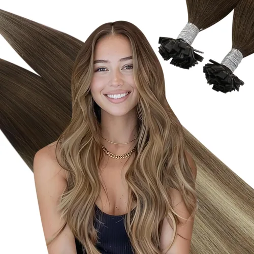 Vista 25 de Ugeat - Extensiones de cabello humano con microanillo, 14 pulgadas, extensiones de cabello Remy con microcuentas de 1 gm/hebra, 50 gms, extensiones