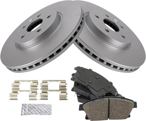 Vista 58 de TRQ Juego de pastillas de freno delantero y rotores con revestimiento de cerámica compatible con Jeep Compass Patriot 2017