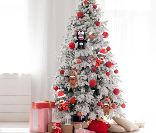Vista 7 de Plushland Juguetes de peluche de Navidad, lindo calcetín suave Sockiez mono decoración de árbol de Navidad, bonito regalo de Navidad, adorno
