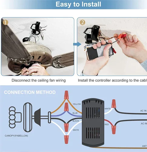 Vista 7 de Kit de control remoto de ventilador de techo universal WiFi inteligente con ajuste de aprendizaje