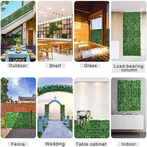 Vista 7 de WEWYQSJXBXF-3127 - Rejilla de hojas artificiales de imitación de plantas verdes, decoración de puerta decorativa de plantas verdes, tienda de pared