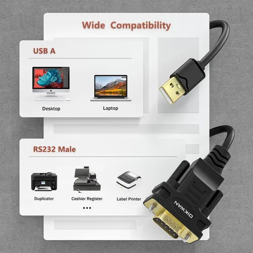 Vista 5 de Cable USB a RS232 Serie DB9 Macho, Pack de 2