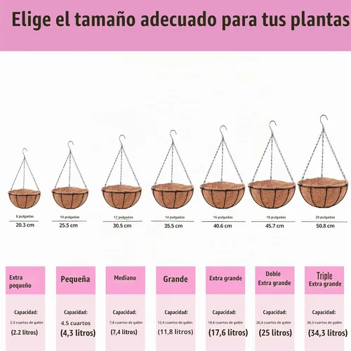 Vista 3 de LaLaGreen - Cestas colgantes para plantas (8 pulgadas, 2 unidades)