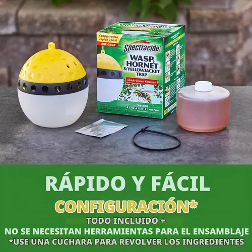 Vista 3 de Spectracide Trampa para avispas, avispones y chaqueta amarilla, trampa colgante para avispas y avispones con una fórmula de ahogamiento rápido que