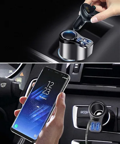 Vista 4 de 4 en 1 cargador del coche del USB C, adaptador multi del encendedor del PD3.0