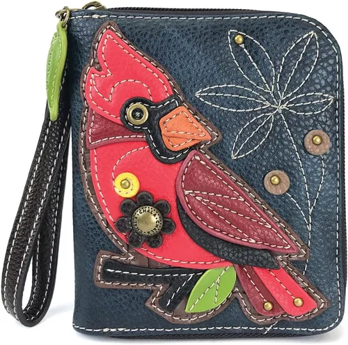 Vista 19 de Chala - Cartera con cremallera, para muñeca, 8 ranuras para tarjetas de crédito, piel sintética resistente Bluebird - Verde azulado