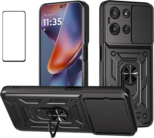 Vista 16 de Funda para Motorola Moto G 5G 2024 con protector de pantalla, funda protectora con protector de cámara, funda protectora con función atril para Moto