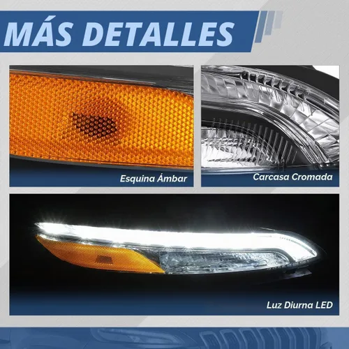 Vista 4 de Auto Dynasty Conjunto de faros LED DRL compatibles con Jeep Cherokee 2014-2018, 4 pares de faros halógenos de repuesto con tira de luz