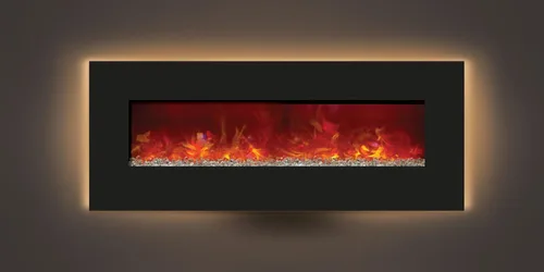 Vista 5 de Amantii Chimenea eléctrica de 48" con 58" x 23" de cristal negro envolvente