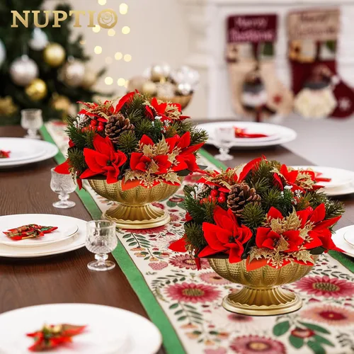 Vista 2 de NUPTIO Jarrones dorados pequeños para centros de mesa, metal, 3.7 pulgadas
