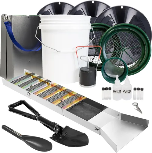 Vista 10 de ASR Outdoor Kit completo de 20 piezas de pan dorado para adultos con caja de esclusa plegable de 50 pulgadas y cubo de 5 galones, azul