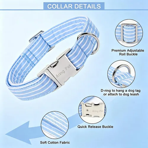 Vista 201 de Aring Pet Collar de algodón, ligero y ajustable, con hebilla de liberación rápida, para perros pequeños, medianos y grandes, para cachorros, S, Hoja