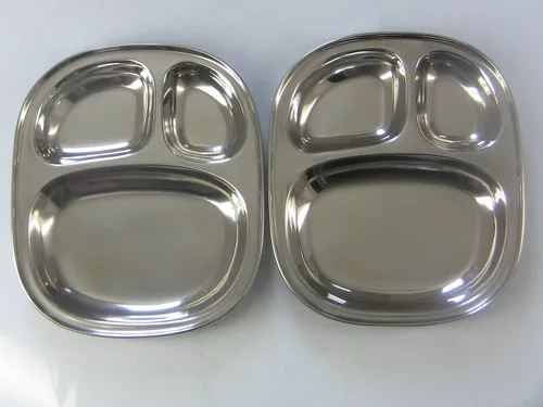 Vista 3 de Bandeja para niños - Juego de 2 bandejas divididas de acero inoxidable
