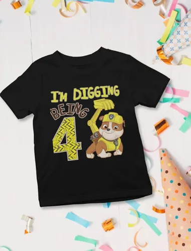 Vista 4 de Camisa de 4 cumpleaños para niños de 4 años de edad para fiesta de construcción de Paw Patrol
